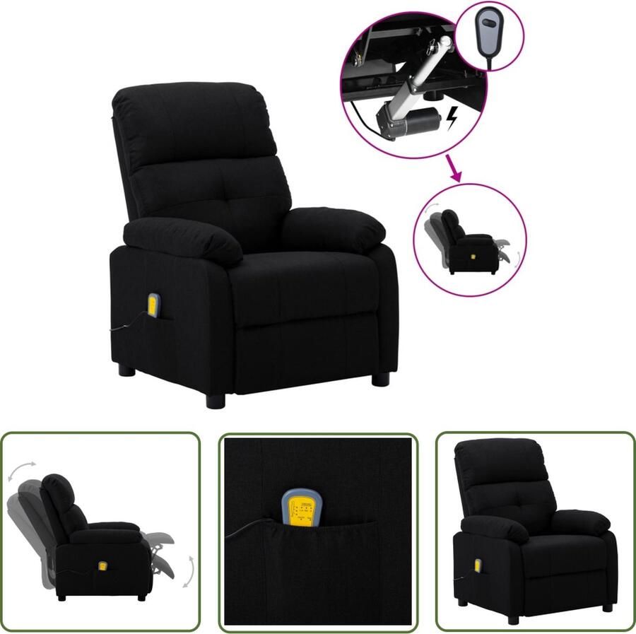 The Living Store Elektrische Massagefauteuil Zwart Stof 73 x 90 x 100 cm Elektrisch verstelbaar Elektrische Massagestoel Massagefauteuil Elektrisch Verstelbaar Relaxstoel Massage Functie
