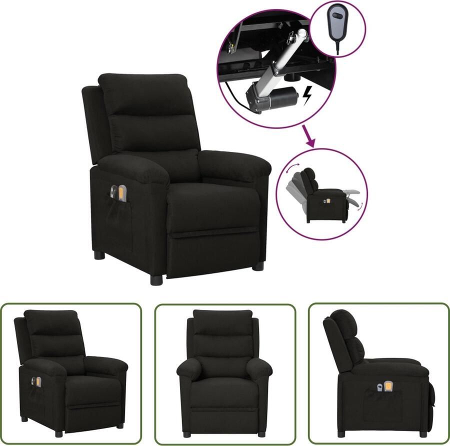 The Living Store Massagefauteuil Elektrisch Verstelbaar Met Massagefunctie Comfortabel en Duurzaam Zwart 74x92x101.5 cm Elektrische Massagestoel Massagefauteuil Relaxfauteuil Ergonomische Stoel Comfortabele Stoel - Foto 3