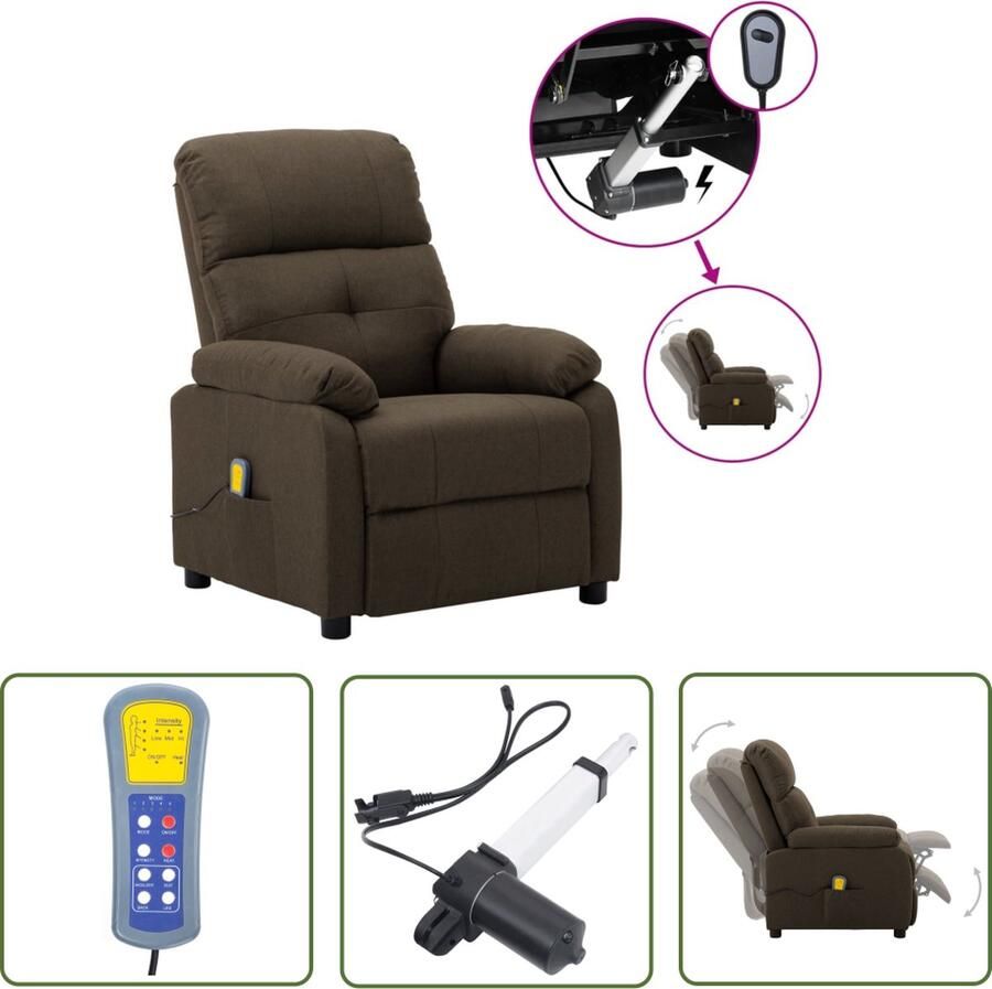 The Living Store Elektrische Massagefauteuil Bruin 73 x 90 x 100 cm Met Massagefunctie en Elektromotor Elektrische Massagestoel Massagefauteuil Elektrisch Verstelbaar Massage Functie Lederlook