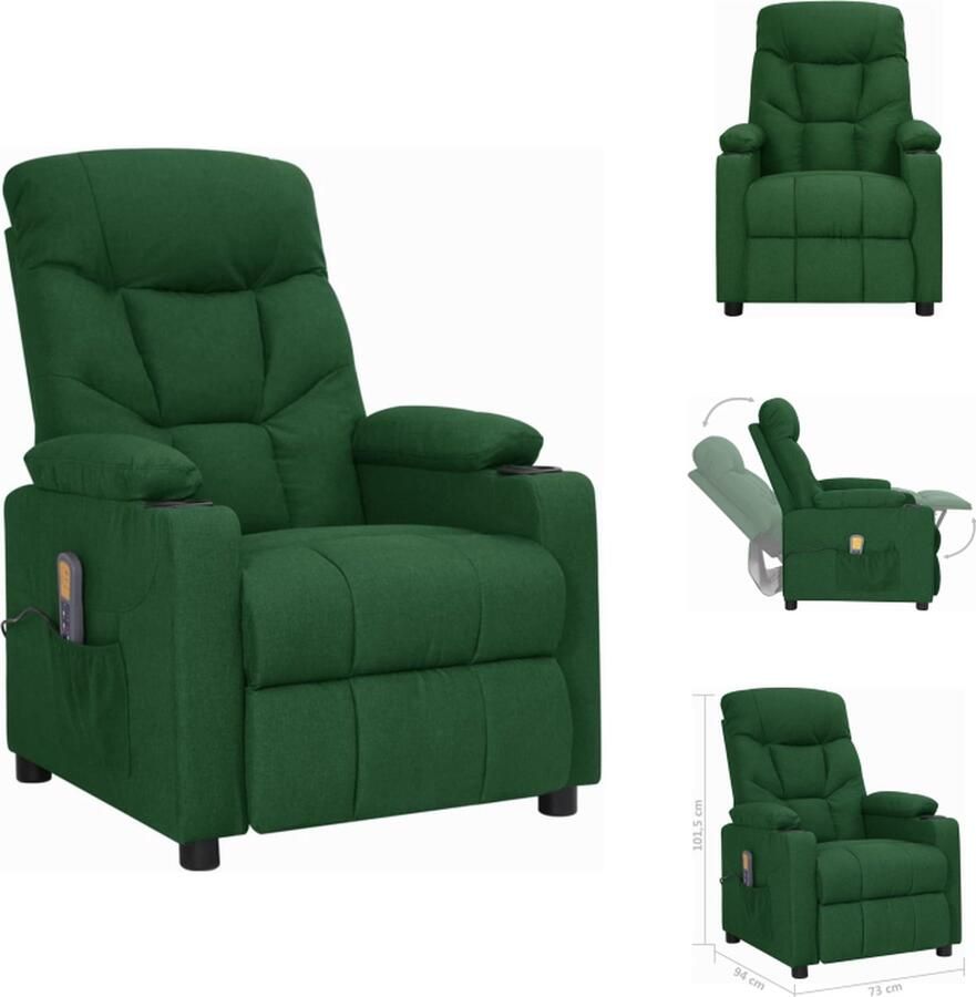 VidaXL Massagefauteuil Groen Verstelbaar 6-Punts Massage Comfortabele Zitting Sterk en Stabiel Frame Fauteuil - Foto 3