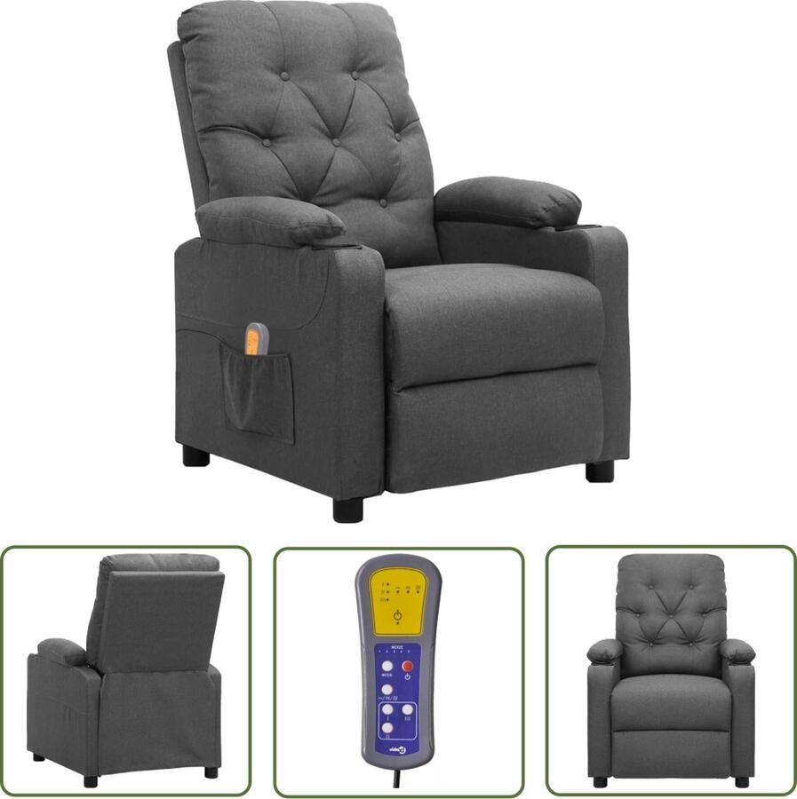 VidaXL Massagefauteuil Massagerstoel Massagestoel stof lichtgrijs Relaxfauteuil Ergonomische Stoel Comfortstoelen - Foto 2