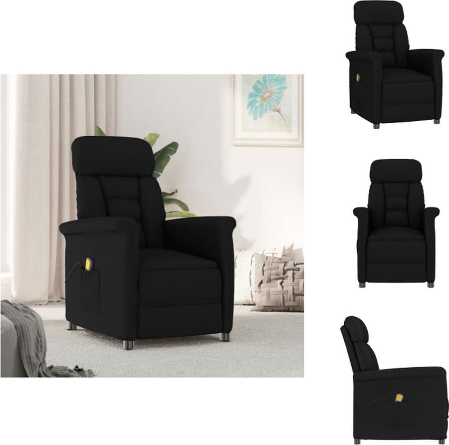 VidaXL Massagefauteuil Verstelbaar 6-punts massage Kunstsuède Zwart 70.5 x 143 x 76 cm Fauteuil