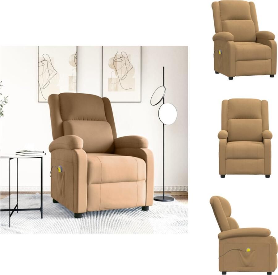 VidaXL Massagefauteuil Verstelbaar 6-punts trillingsmassage Bruin 70 x 93 x 98 cm Fauteuil