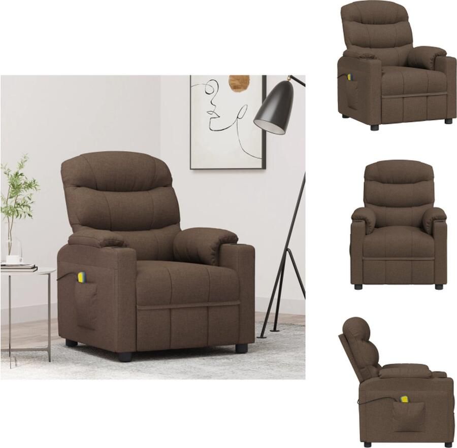 VidaXL Massagefauteuil Verstelbaar 6-punts trillingsmassage Bruin Fauteuil