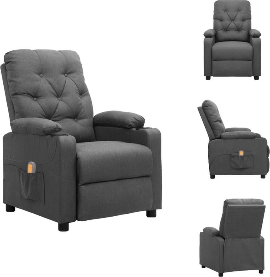VidaXL Massagefauteuil verstelbaar 6-punts trillingsmassage lichtgrijs 78.5 x 93 x 96.5 cm Fauteuil - Foto 2