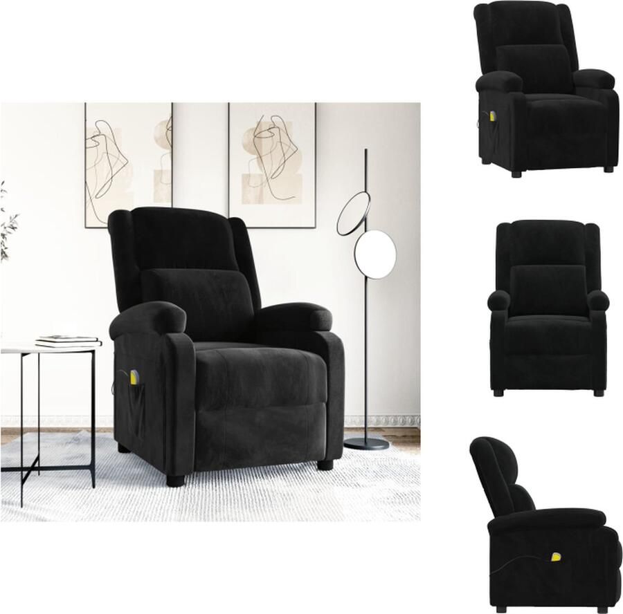 VidaXL Massagefauteuil Verstelbaar 6-punts trillingsmassage Zwart 70 x 93 x 98 cm Fauteuil
