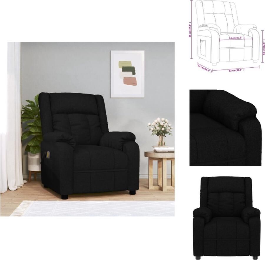 VidaXL Massagefauteuil Verstelbaar 6-punts trillingsmassage Zwart 82x93x96 cm Fauteuil