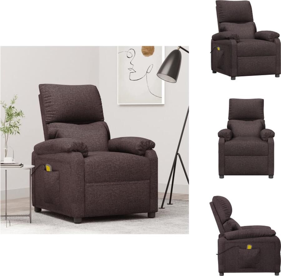 VidaXL Massagefauteuil Verstelbaar Afmetingen- 73x92x101cm Kleur- Donkerbruin Materiaal- Stof Metaal Fauteuil