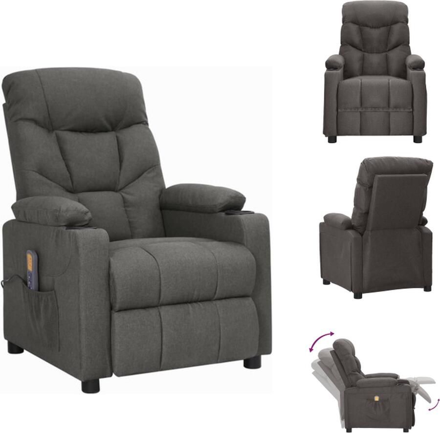 VidaXL Massagefauteuil Verstelbaar Donkergrijs 75x144x84.5cm 6-punts trillingsmassage Montage vereist Fauteuil - Foto 2