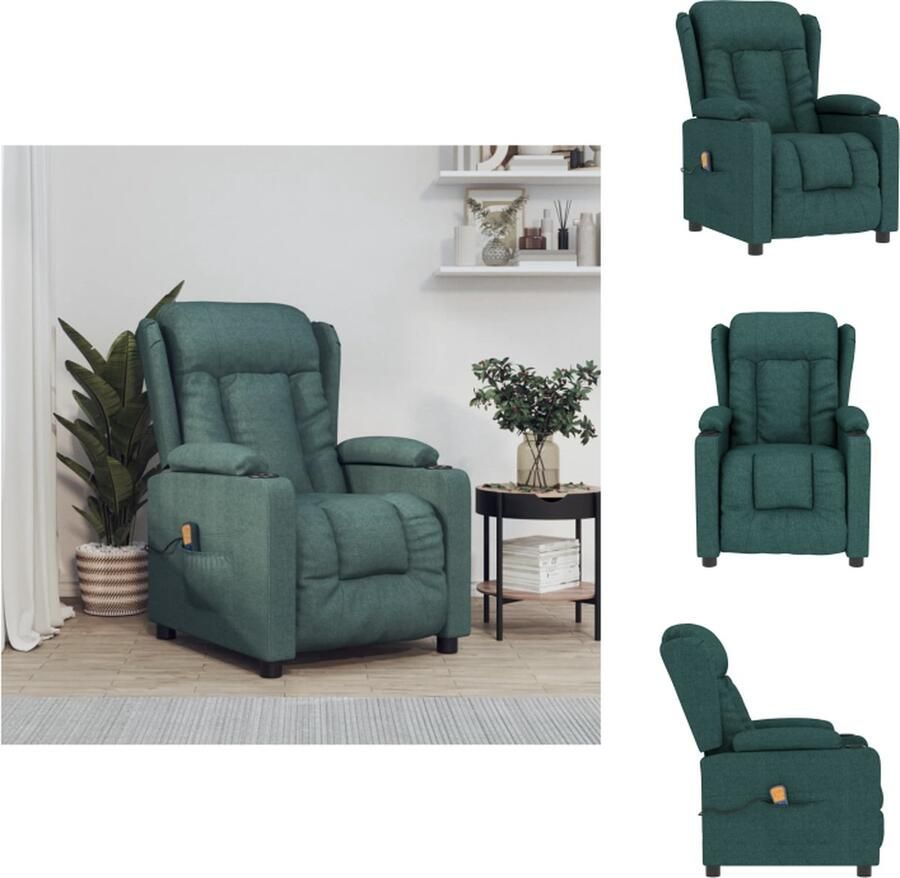 VidaXL Massagefauteuil Verstelbaar Donkergroen 72.5 x 96 x 99.5 cm 6-punts trillingsmassage Fauteuil