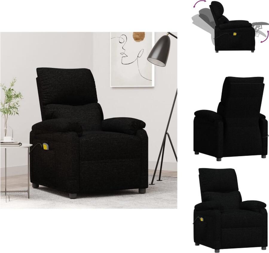 VidaXL Massagefauteuil Verstelbaar Massage Zwart 73 x 92 x 101 cm Polyester-Metaal Fauteuil