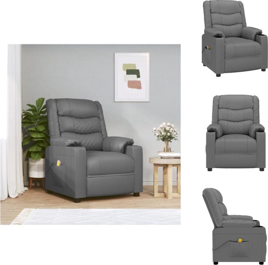 VidaXL Massagefauteuil Verstelbaar Massagefunctie Comfortabel Kunstleer Grijs 78.5x95.5x100 cm Fauteuil