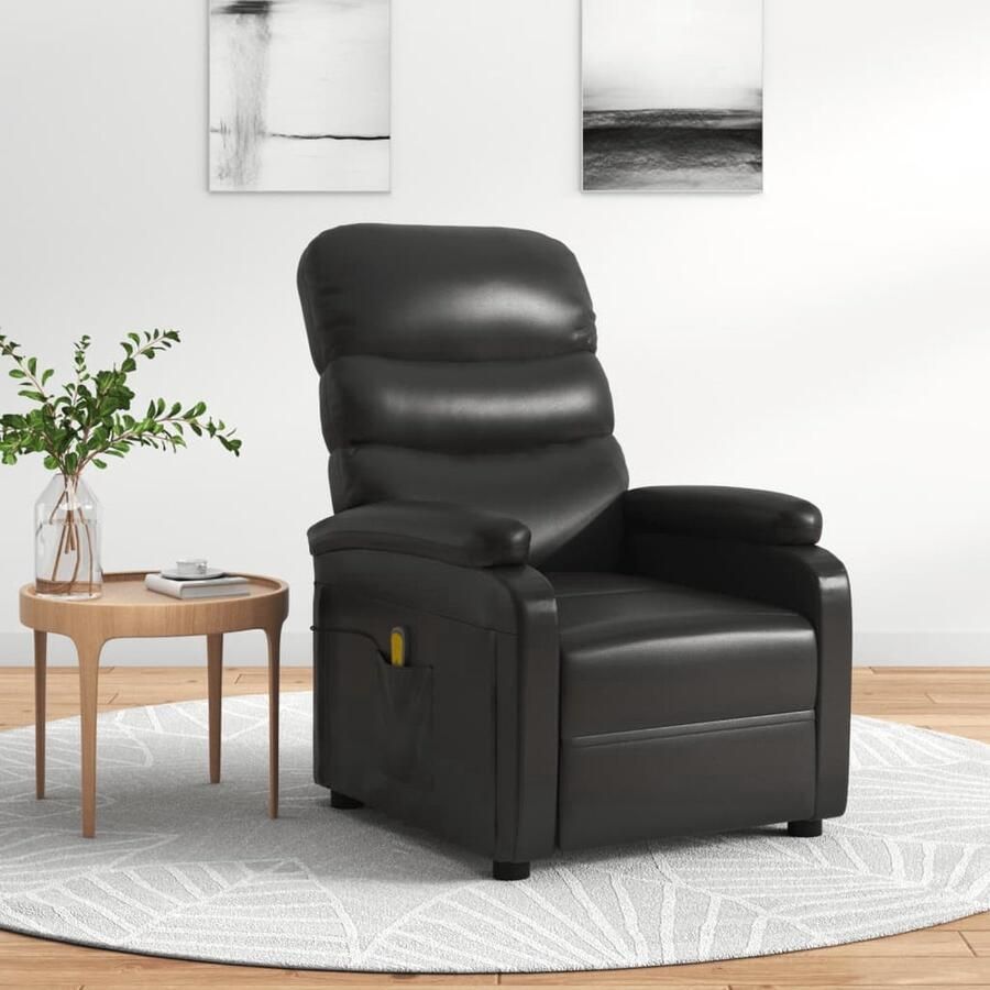 VidaXL Massagefauteuil Verstelbaar Massagefunctie Comfortabel Kunstleer Stevig frame Zwart 75x91x101 cm Fauteuil