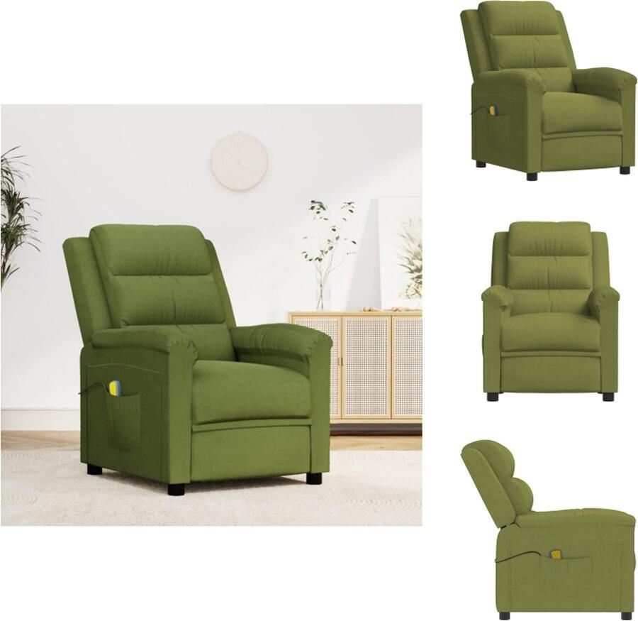 VidaXL Massagefauteuil Verstelbaar Massagefunctie Comfortabel Lichtgroen Fluweel Fauteuil