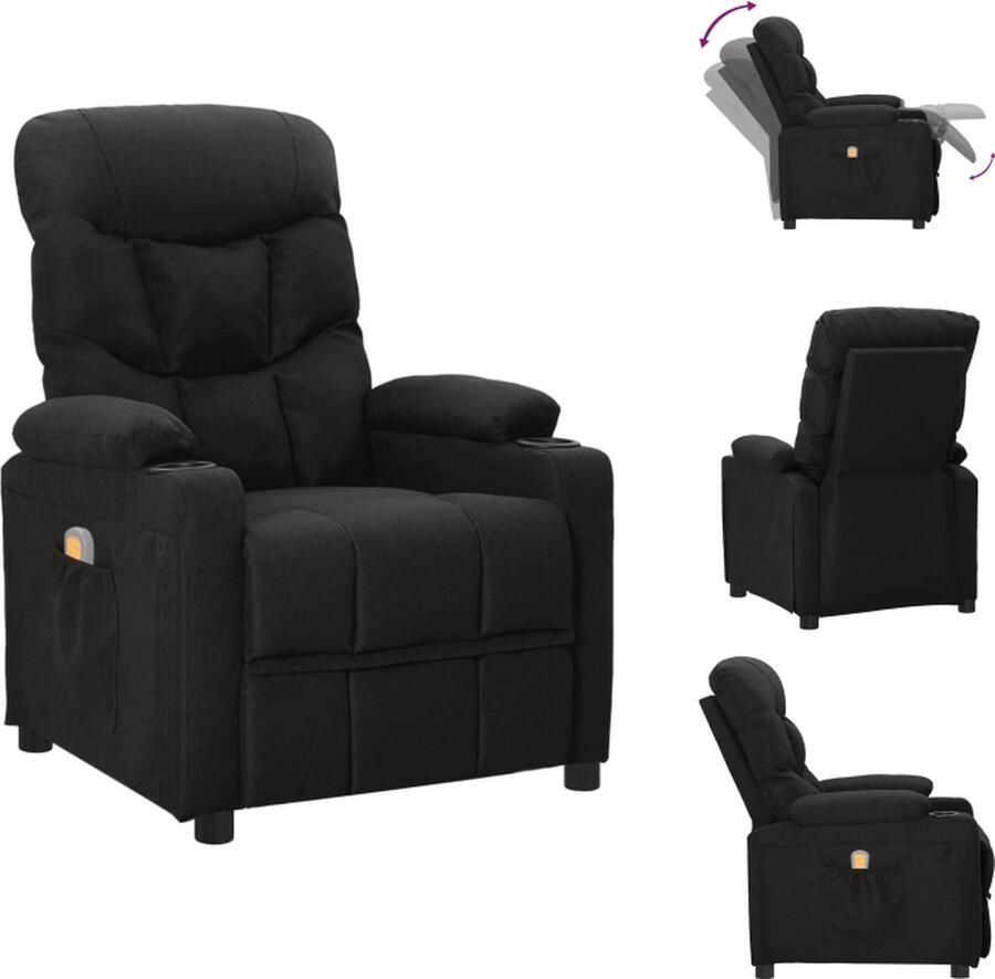 VidaXL Massagefauteuil Verstelbaar Massagefunctie Zwart 75 x 93 x 104.5 cm Stof metaal Fauteuil - Foto 2