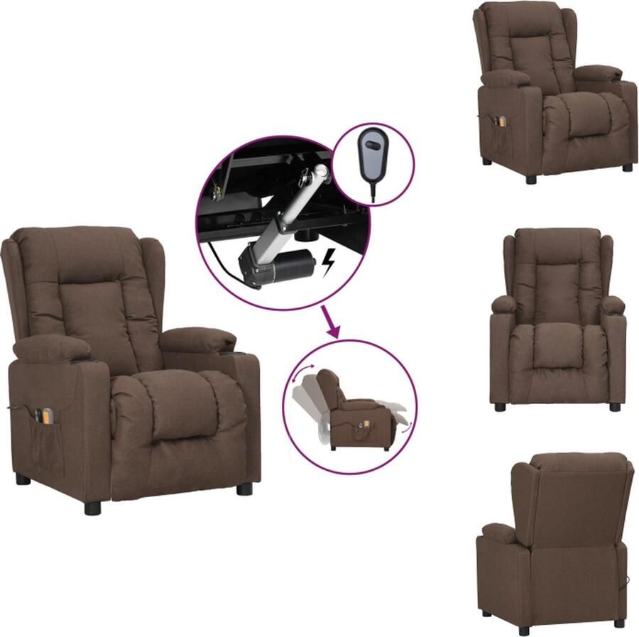 VidaXL Massagefauteuil verstelbaar Taupe 72.5 x 136.5 x 81 cm Comfortabel en duurzaam Fauteuil - Foto 2