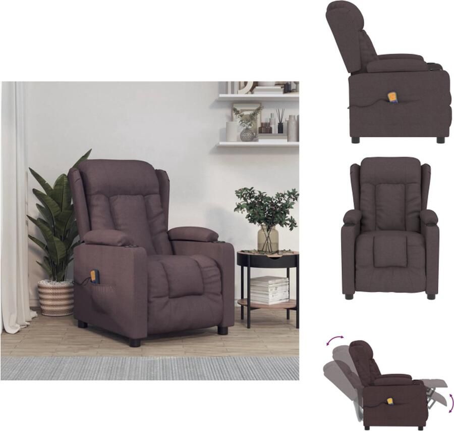 VidaXL Massagefauteuil Verstelbaar Vibratie- en warmtefunctie Comfortabel Donkerbruin 72.5 x 96 x 99.5 cm Fauteuil - Foto 2