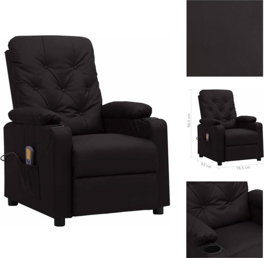 VidaXL Massagefauteuil Verstelbaar Vibratie- en warmtefunctie Kunstleer Zwart 78.5 x 93 x 96.5 cm Fauteuil