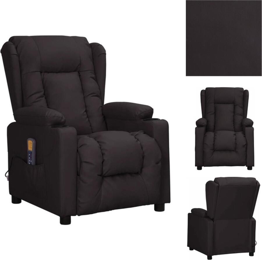 VidaXL Massagefauteuil Verstelbaar Vibratie- Warmtefunctie Kunstleer Zwart Fauteuil