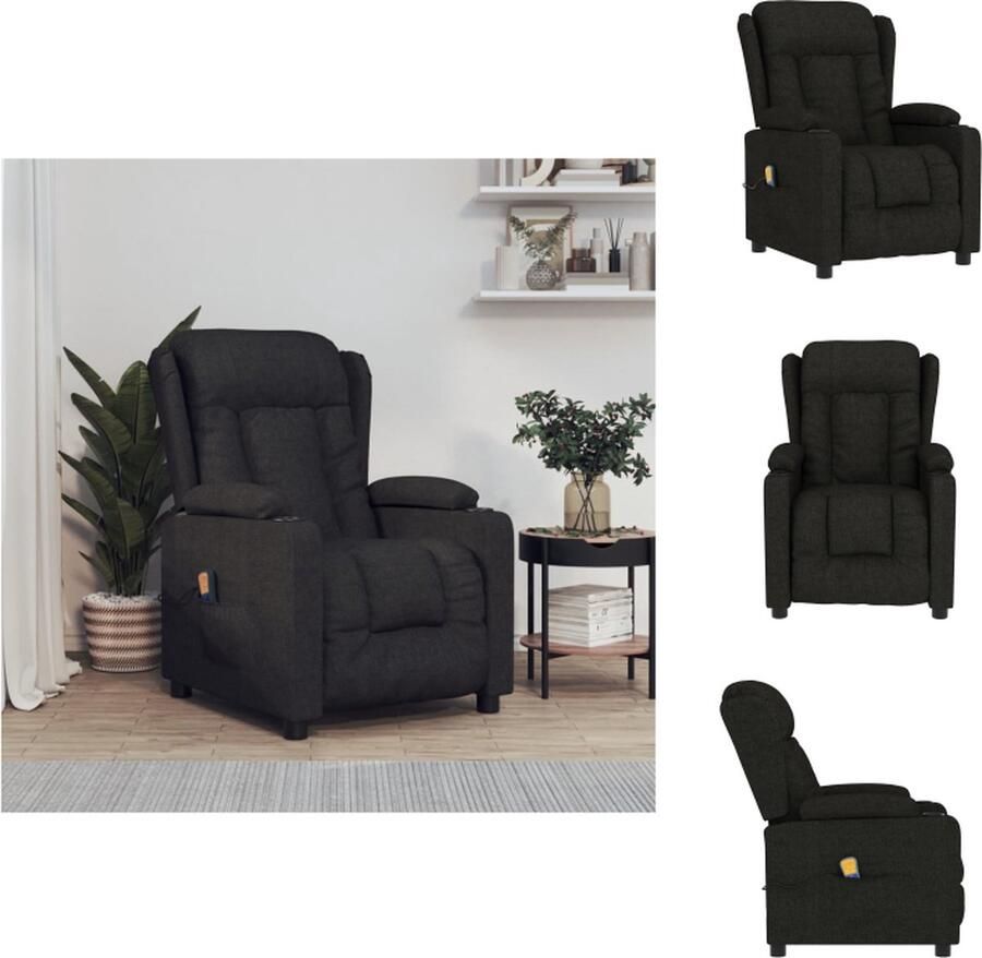 VidaXL Massagefauteuil Verstelbaar Zwart 72.5 x 96 x 99.5 cm Met Massage en Verwarming 6-punts Trillingsmassage Fauteuil