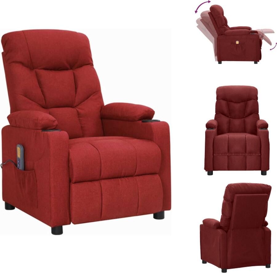 VidaXL Massagestoel Massagestoelen Zitstoel Leunstoel Massagestoel stof wijnrood - Foto 2