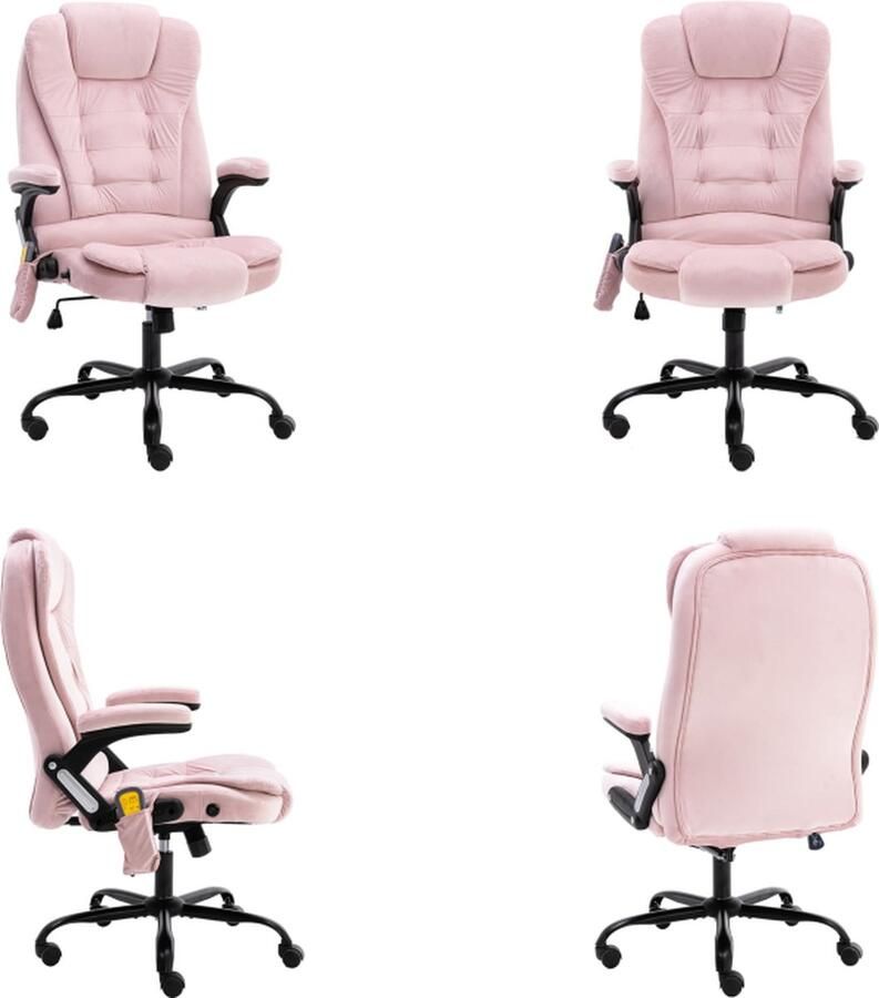 VidaXL Massagekantoorstoel fluweel roze Bureaustoel Bureaustoelen Massage Kantoorstoel Massage Kantoorstoelen