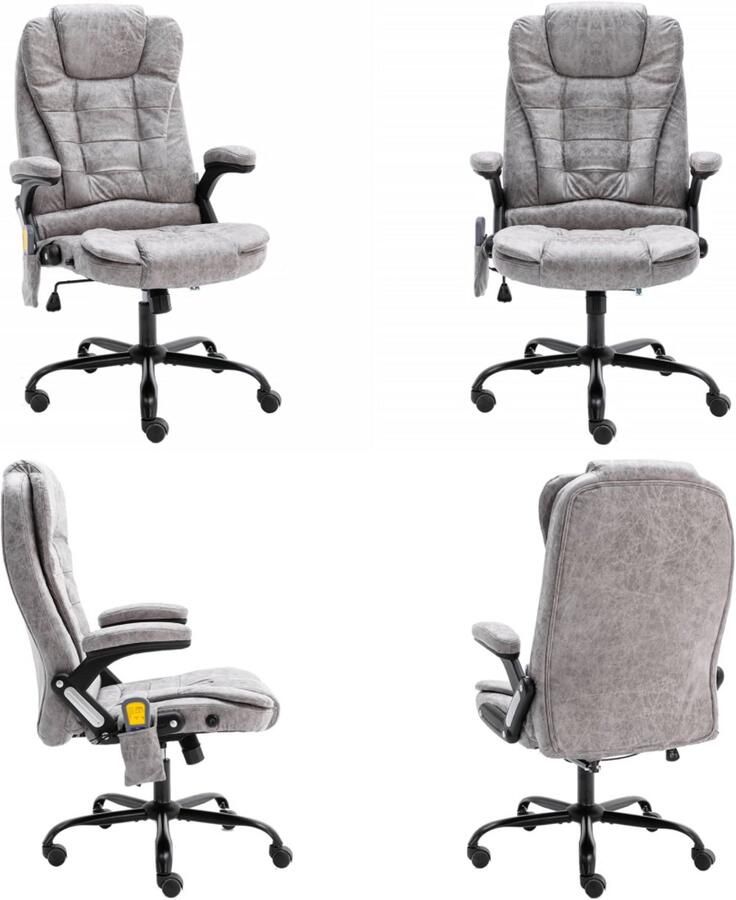 VidaXL Massagekantoorstoel kunstsuède lichtgrijs Bureaustoel Bureaustoelen Massage Kantoorstoel Massage Kantoorstoelen