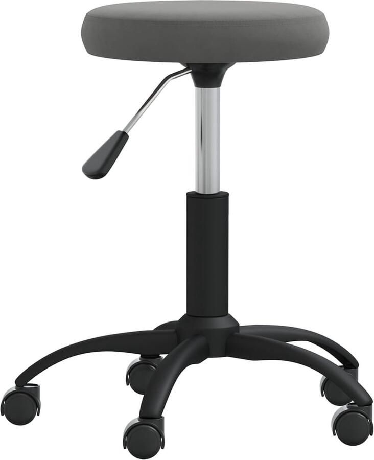 VidaXL Massagekruk Fluweel Donkergrijs Verstelbaar Massagekruk Salonkruk Fluweelkruk Zwart Grijs Bureaustoel Kapsalonstoelen Beautystool Ergonomische Stoel Draaibare Stoel Gasveren - Foto 2
