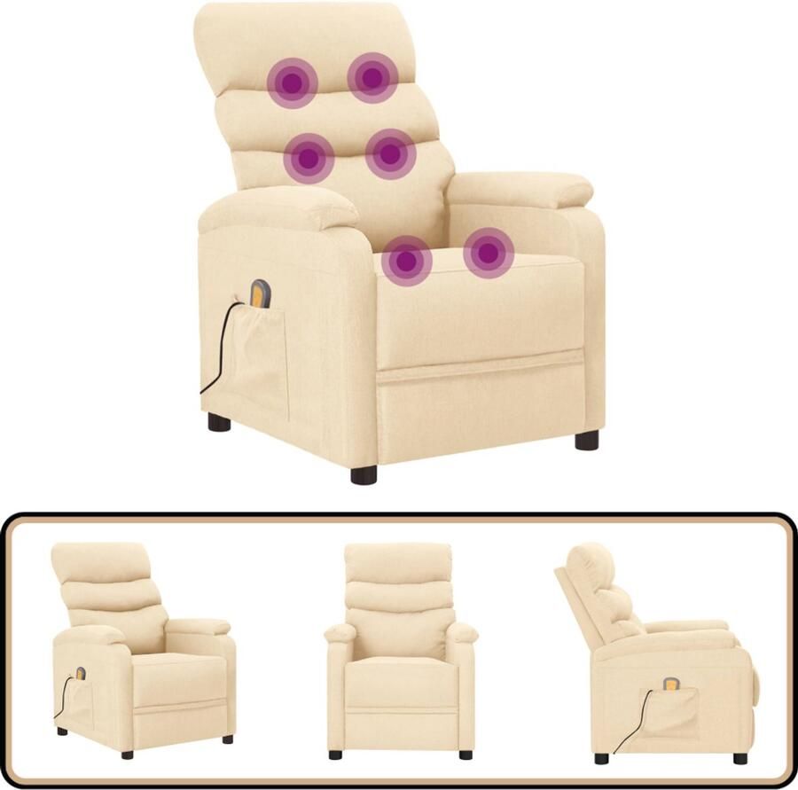 VidaXL Massagestoel crèmekleurig Verstelbaar USB Massagestoel Fauteuil Relaxstoel Ergonomische Stoel Elektrische Massage