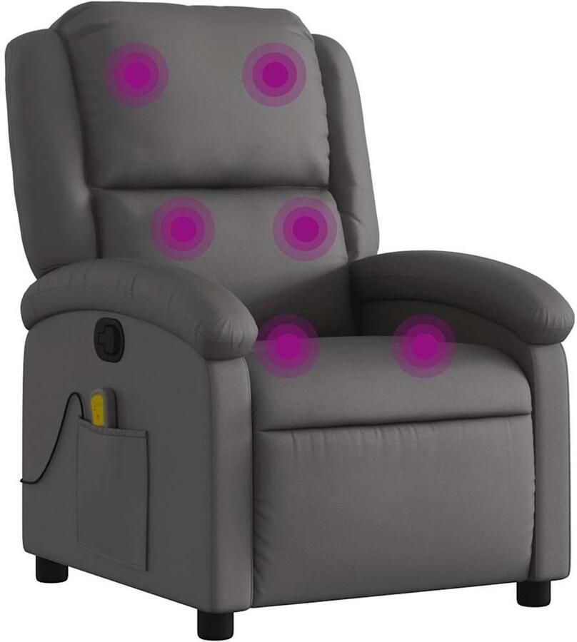 Vida XL vidaXL Massagestoel echt leer grijs-VXL-371796