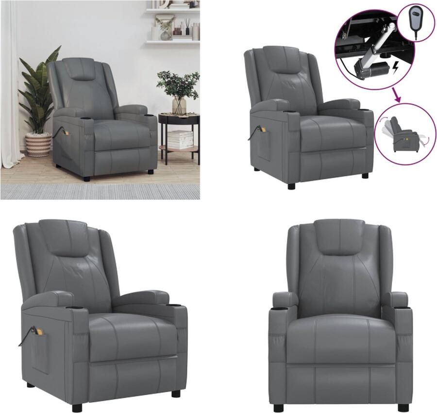 VidaXL Massagestoel elektrisch kunstleer antracietkleurig Massagestoel Massagestoelen Zitstoel Leunstoel