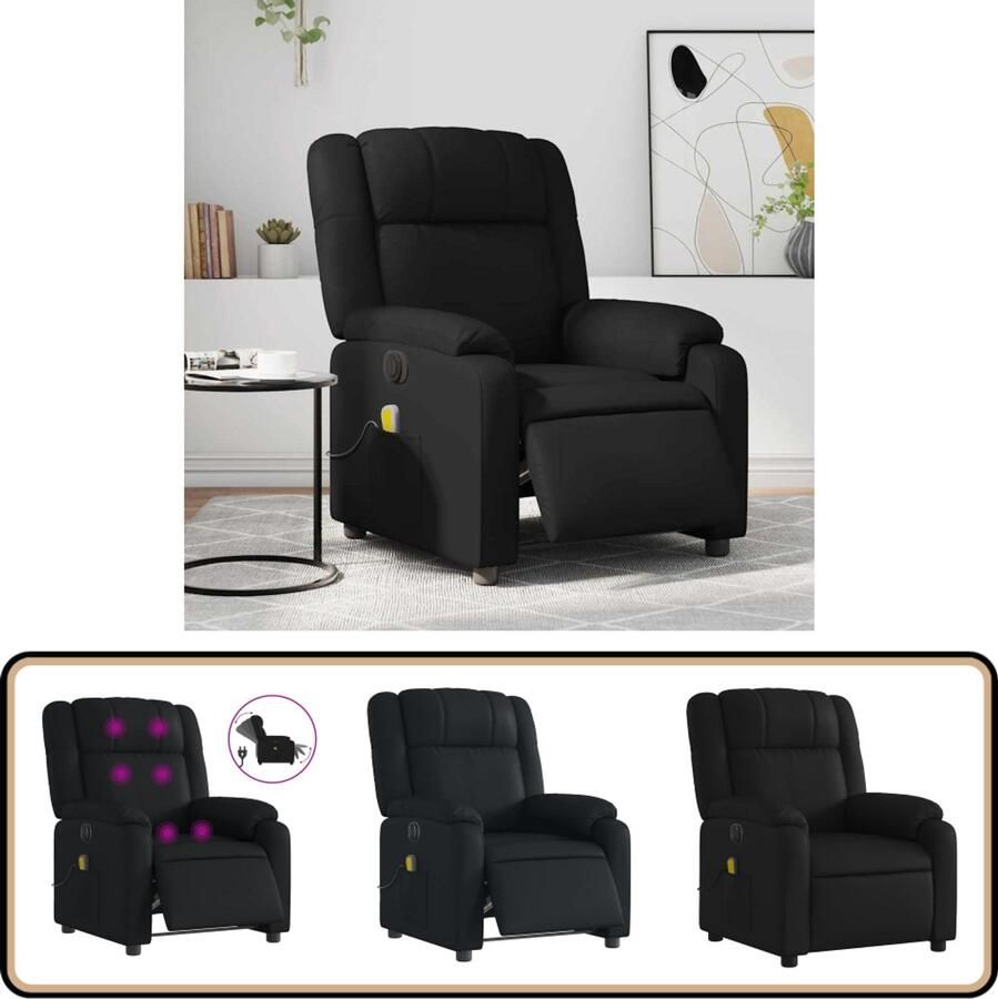 VidaXL Massagestoel Elektrisch Kunstleer Zwart Massagestoel Elektrische Fauteuil Massagebank Relaxstoel Ergonomische Stoel