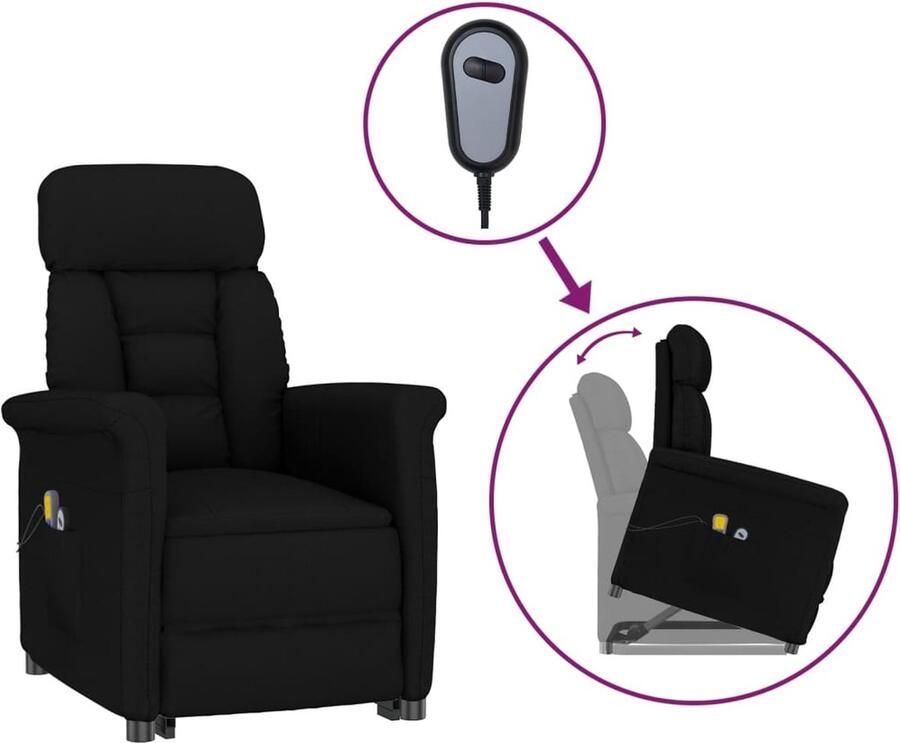 VidaXL Massagestoel verstelbaar elektrisch kunstsuède zwart - Foto 2