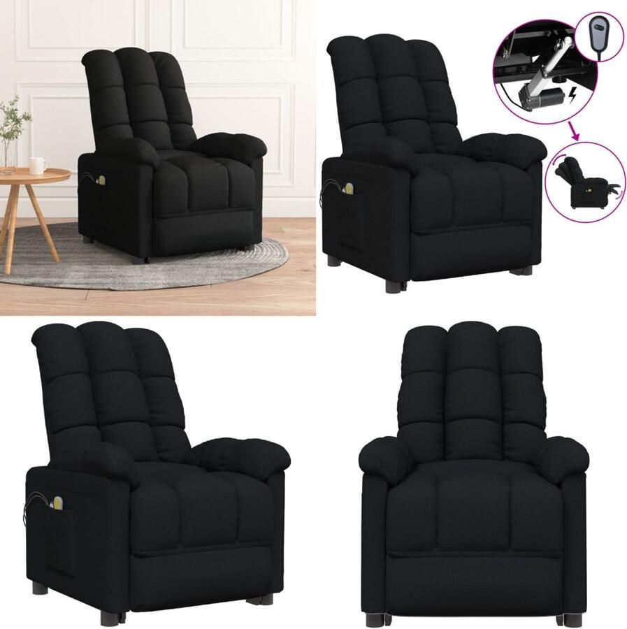 VidaXL Massagestoel Elektrisch verstelbaar Met 6-punts trillingsmassage Zwart 74x99x102 cm Fauteuil - Foto 2