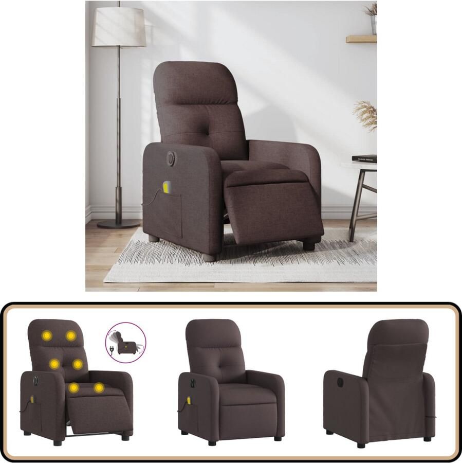 VidaXL Massagestoel Elektrisch Verstelbaar Donkerbruin Massagestoel Elektrische Fauteuil Relaxstoel Ergonomische Stoel Lounge Stoel