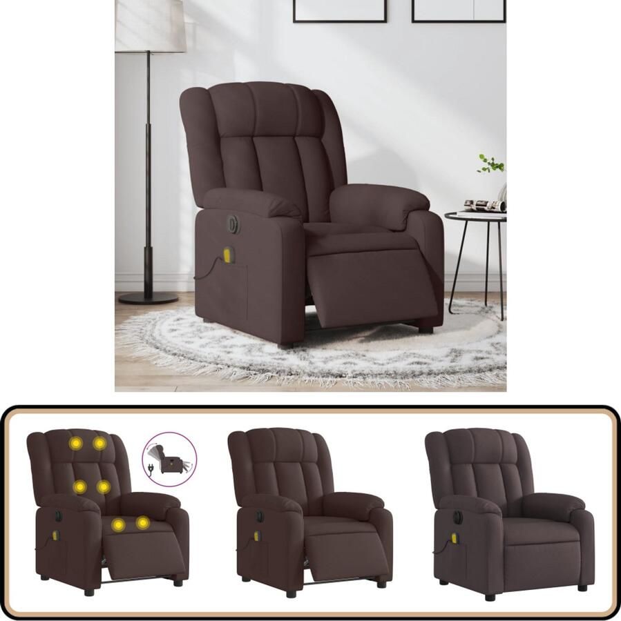 VidaXL Massagestoel Elektrisch Verstelbaar Donkerbruin Massagestoel Elektrische Fauteuil Relaxstoel Loungestoel Comfortstoelen