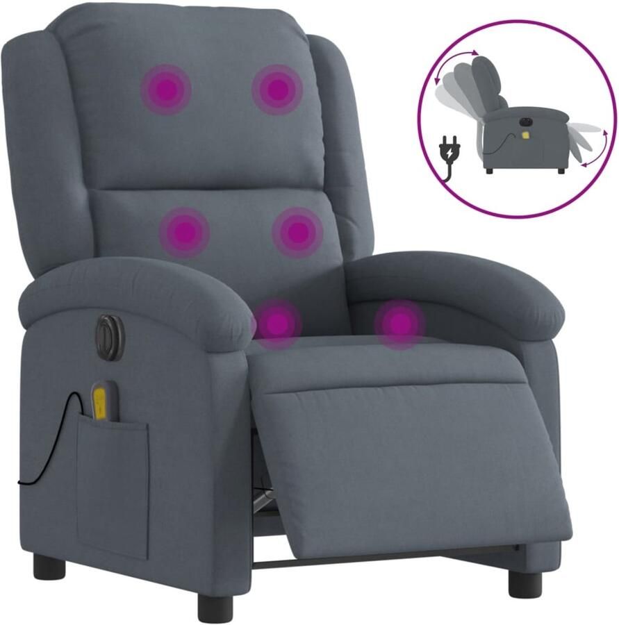 Vida XL vidaXL Massagestoel elektrisch verstelbaar fluweel donkergrijs-VXL-3204290