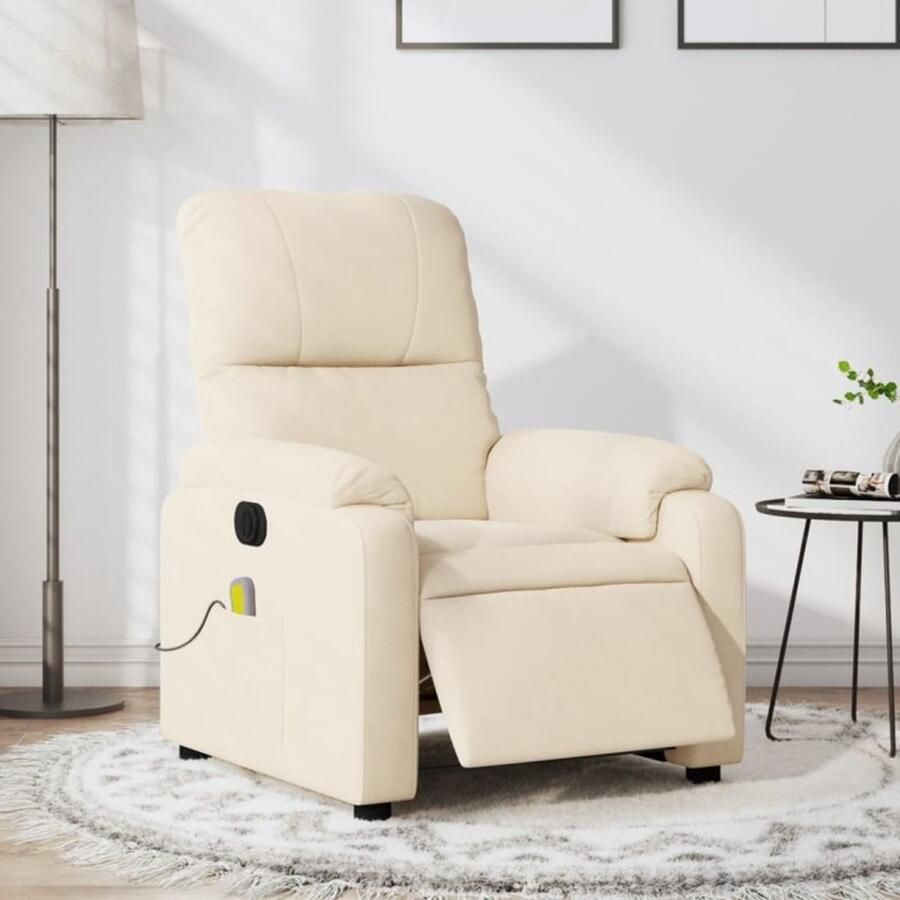 VidaXL Massagestoel elektrisch verstelbaar microvezelstof beige - Foto 2