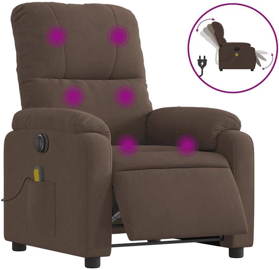 VidaXL Massagestoel elektrisch verstelbaar microvezelstof bruin