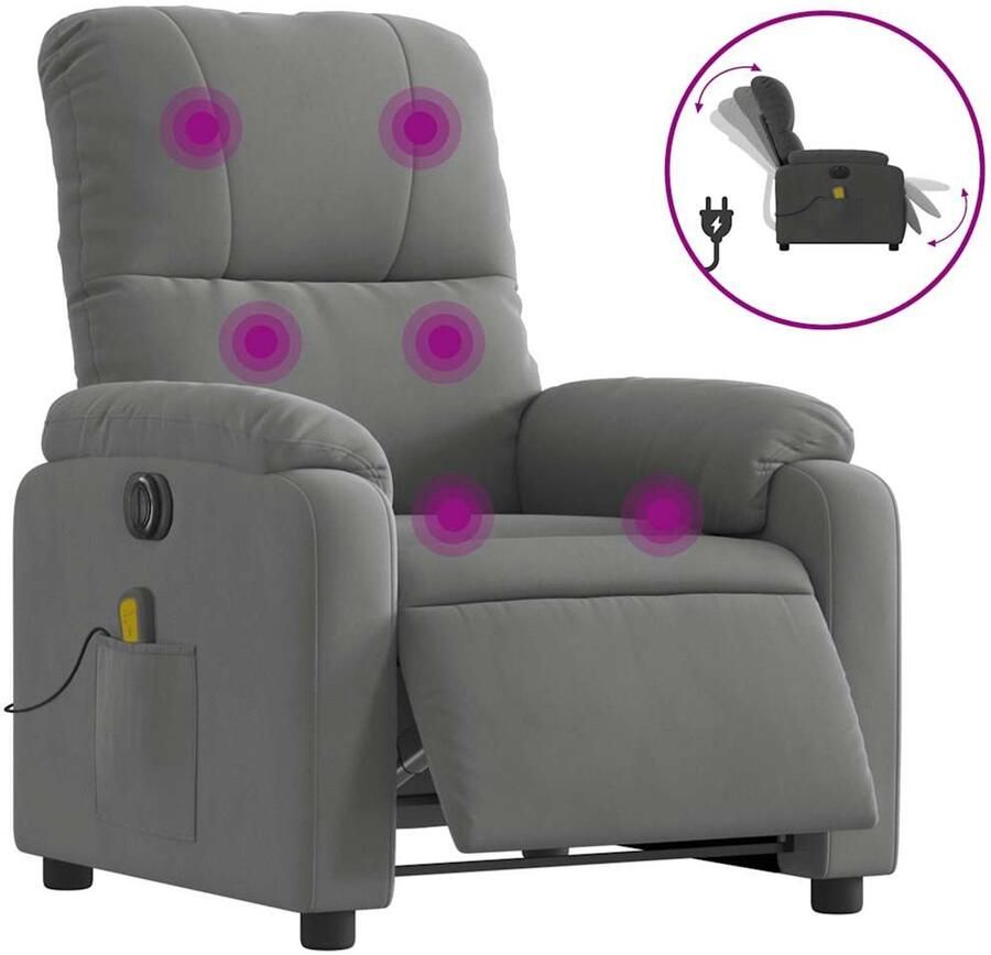 Vida XL vidaXL Massagestoel elektrisch verstelbaar microvezelstof donkergrijs-VXL-3204924 - Foto 2