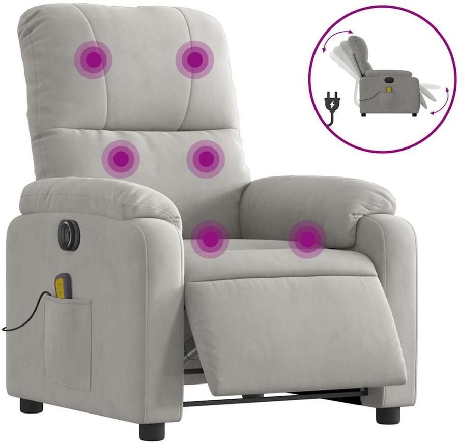 Vida XL vidaXL Massagestoel elektrisch verstelbaar microvezelstof lichtgrijs-VXL-3204923