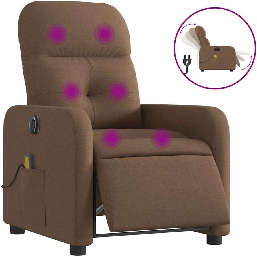 VidaXL Massagestoel elektrisch verstelbaar stof bruin