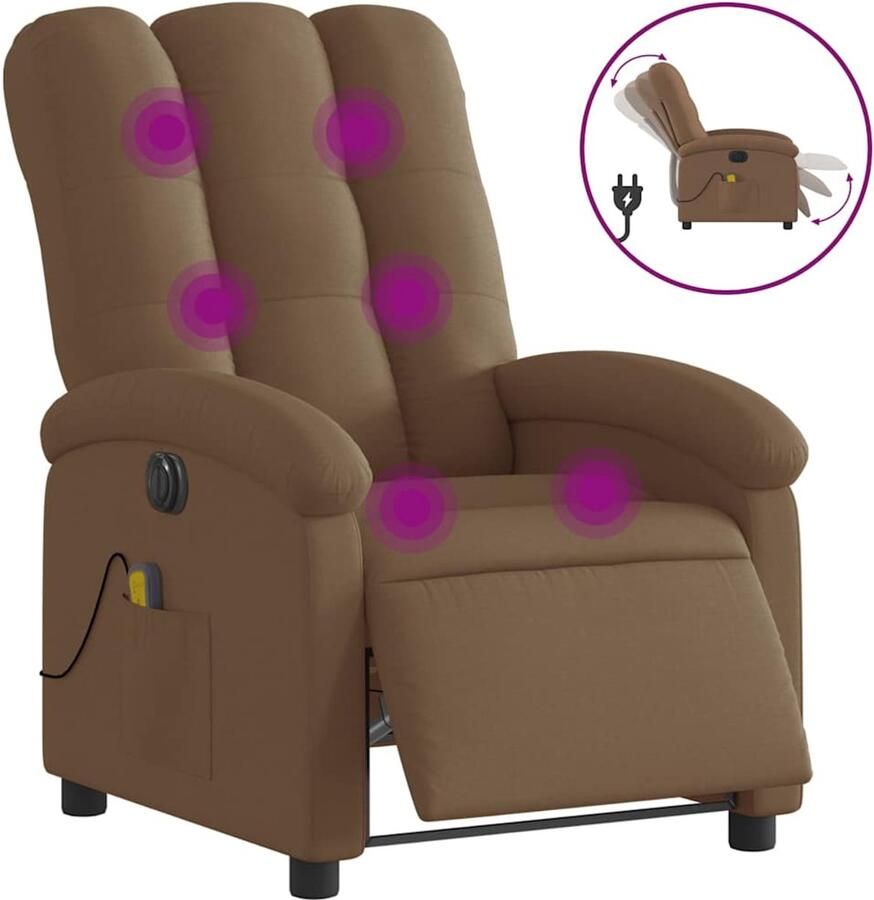 VidaXL Massagestoel elektrisch verstelbaar stof bruin