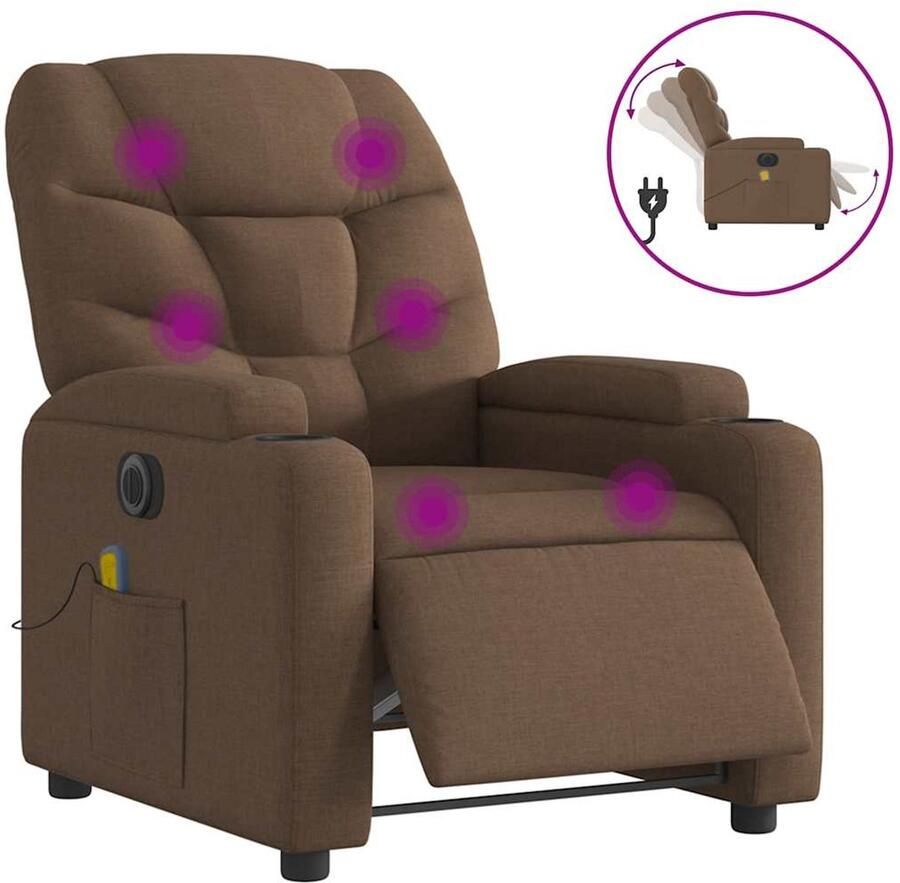 VidaXL Massagestoel elektrisch verstelbaar stof bruin