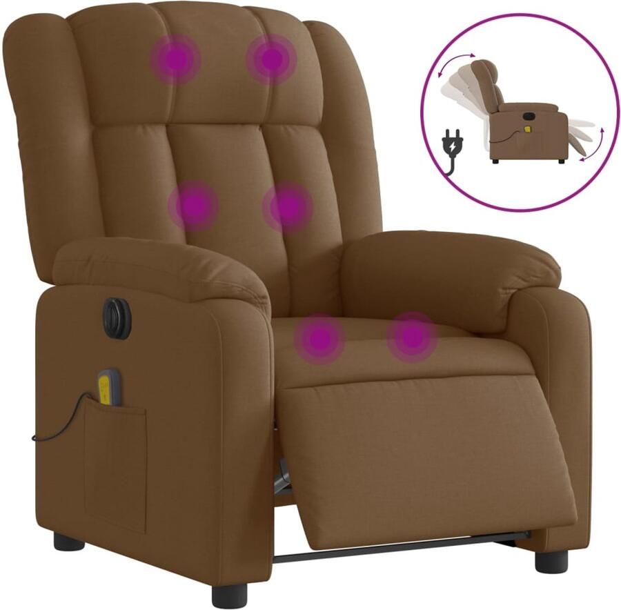 VidaXL Massagestoel elektrisch verstelbaar stof bruin