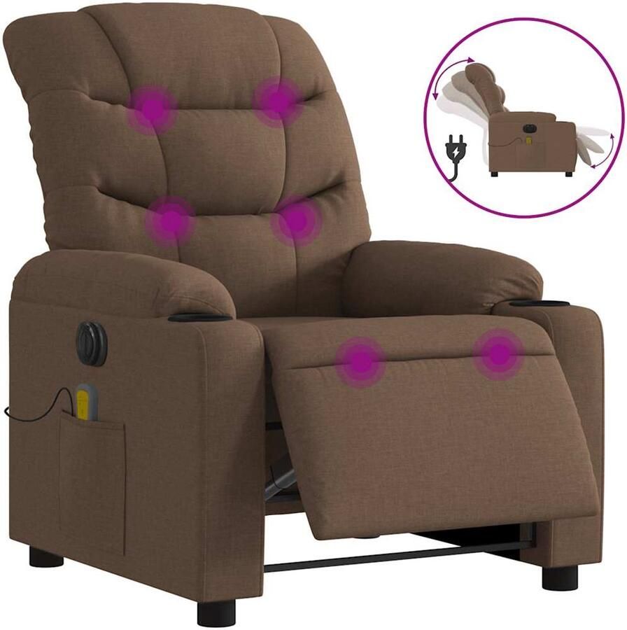 VidaXL Massagestoel elektrisch verstelbaar stof bruin