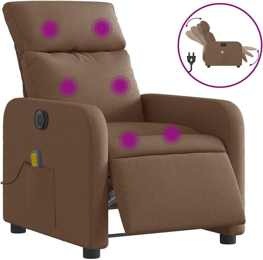 VidaXL Massagestoel elektrisch verstelbaar stof bruin - Foto 2