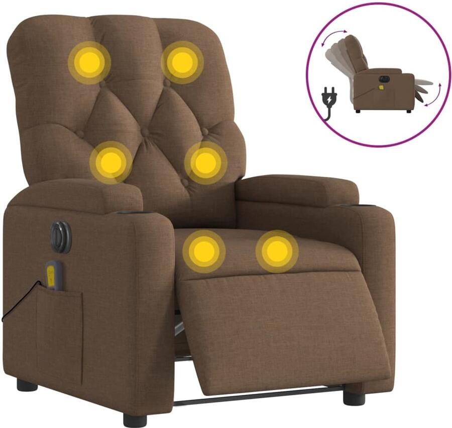 VidaXL Massagestoel elektrisch verstelbaar stof bruin