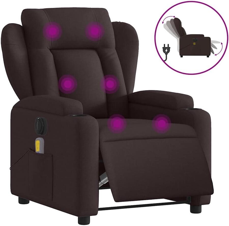 Vida XL vidaXL Massagestoel elektrisch verstelbaar stof donkerbruin-VXL-3204475