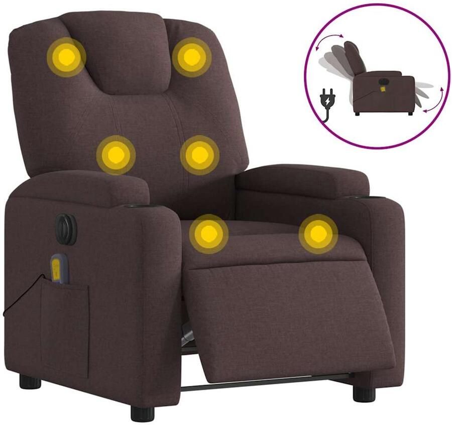 Vida xl vidaXL Massagestoel elektrisch verstelbaar stof donkerbruin-VXL-3204361